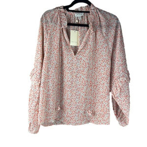 See u Soon Floral  Semi Sheer Long Sleeve Top with Ruffle